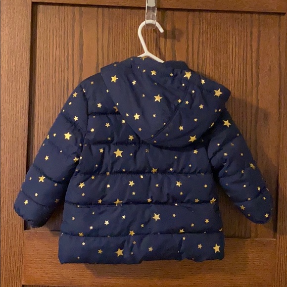Toddler Girls Winter Coat Navy and Gold Stars - Picture 2 of 4